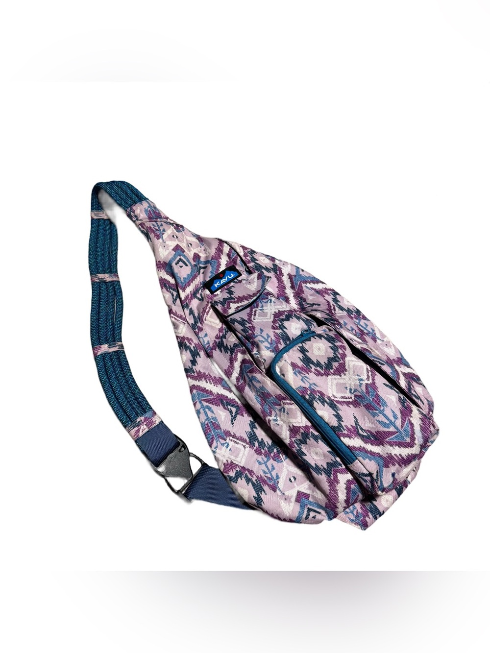 Kavu Rope Bag Sling Backpack Canvas Purple Aztec Hiking Travel Outdoor Bag